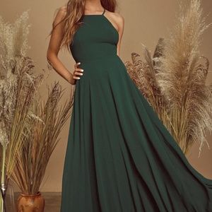 Lulu's Mythical Kind of Love Dark Green Maxi Dress